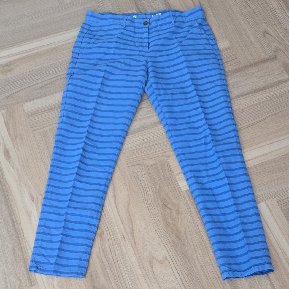 KHAKIS BY GAP BROKEN IN STRAIGHT Blue Striped Women's Pants 6